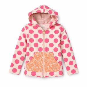 Naartjie Girls Pink Polka Dot Zip Up Sweatshirt Size S/4